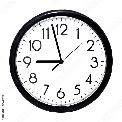 White wall clock. Isolated on white background.