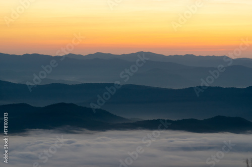 Beautiful clouds and fog among mountain landscape. © NIPATHORN