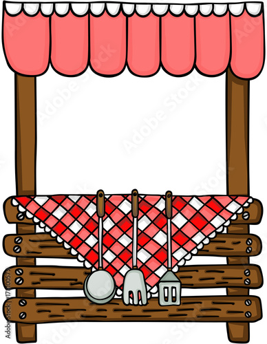 Wooden stand with kitchen cooking utensils