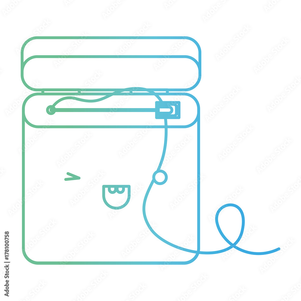 dental floss kawaii in degraded green to blue color contour dental floss kawaii in degraded green to blue color contour