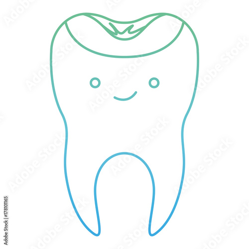 kawaii restored tooth with root in degraded green to blue color contour