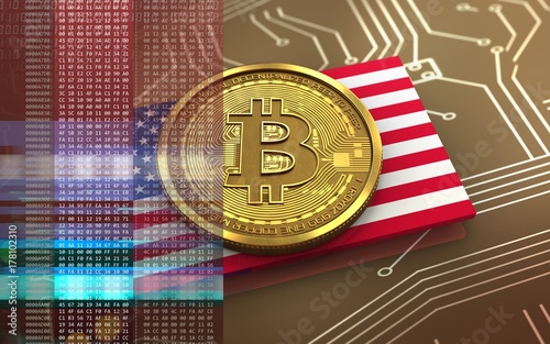 3d bitcoin USA flag photo