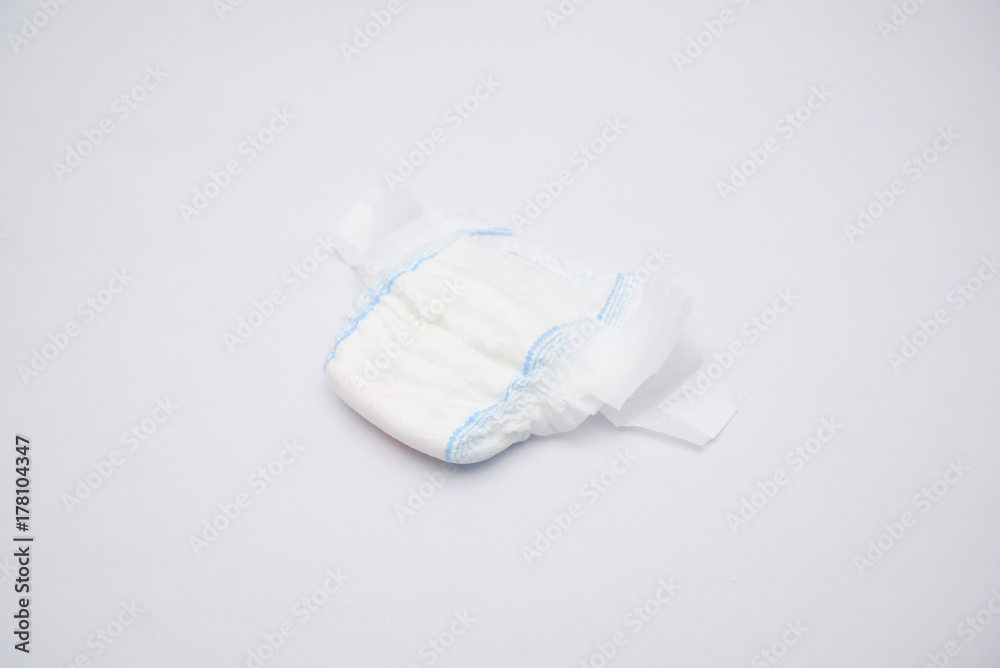 Disposable Baby Diapers Over White Background Disposable Baby Diapers Over White Background