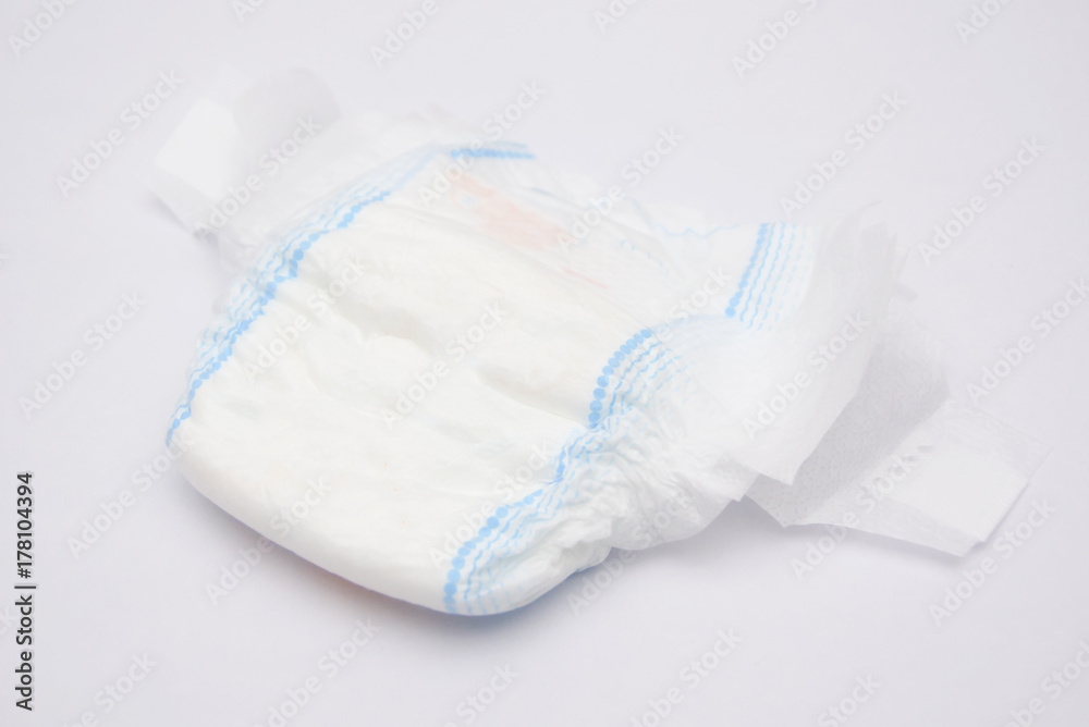 Disposable Baby Diapers Over White Background Disposable Baby Diapers Over White Background