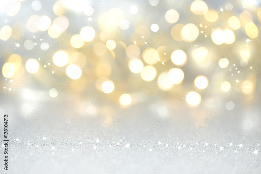 christmas background - gold and silver lights Stock Photo | Adobe Stock
