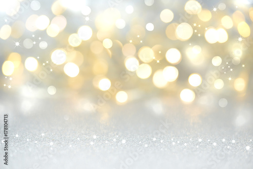 christmas background - gold and silver lights