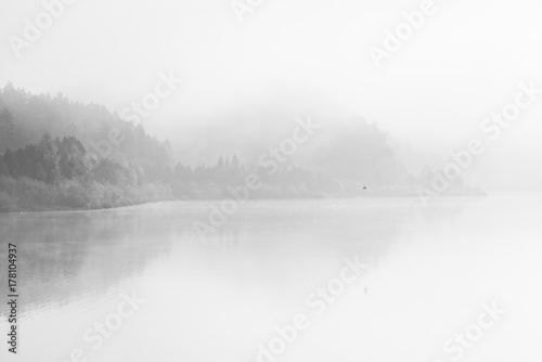 Fotótapéta Black and White fine art lake with fog