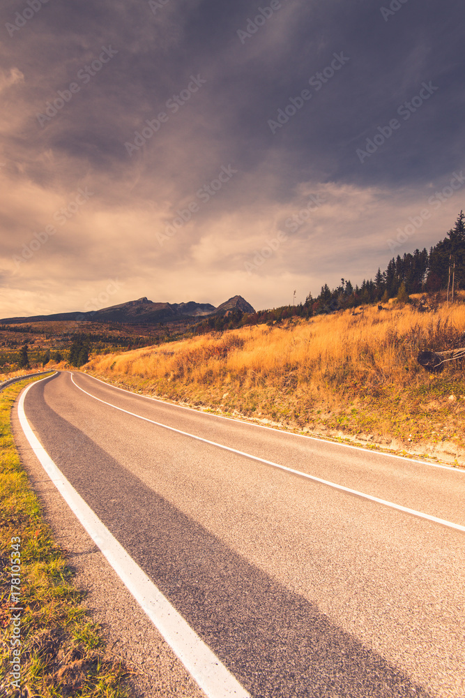 Empty road in high mountains