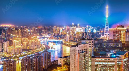 Modern city night view, Chongqing, China,