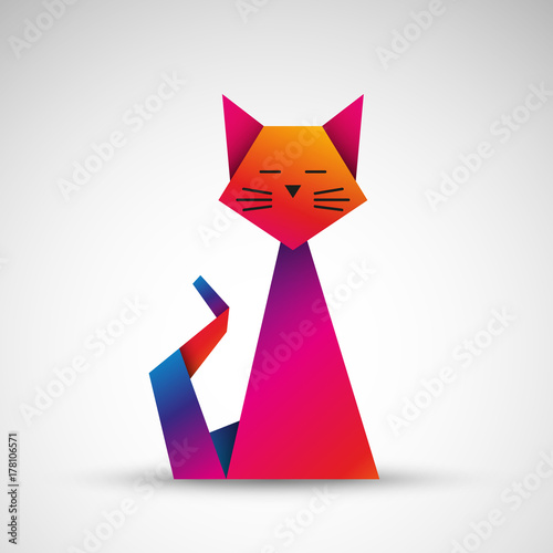 kot origami wektor