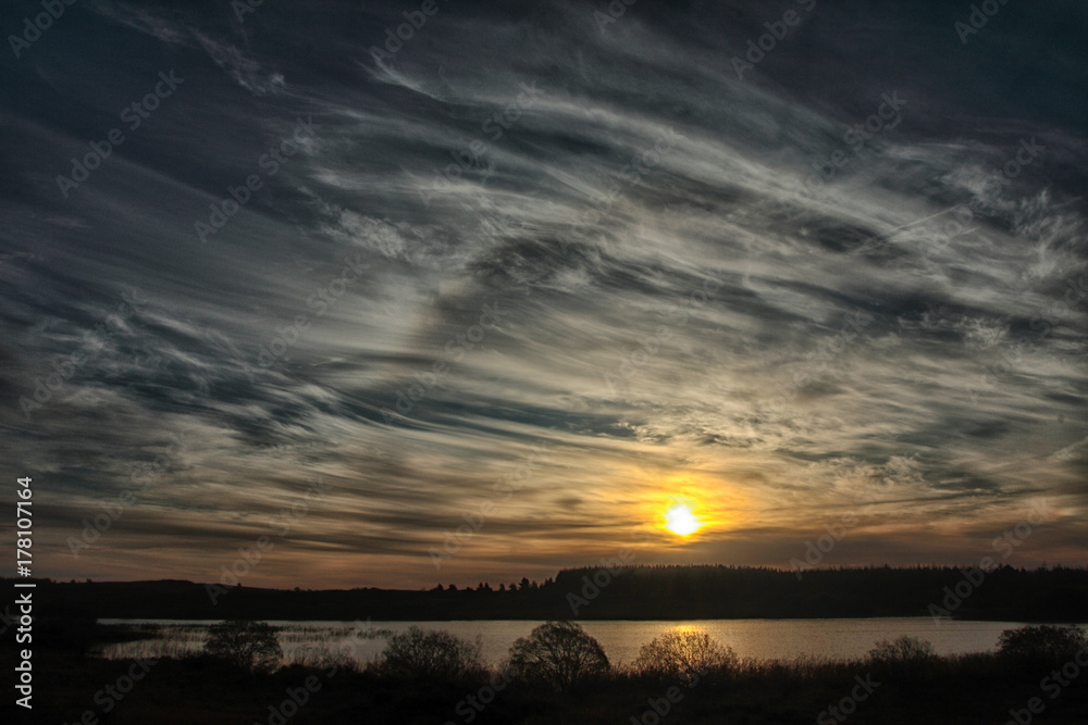 Dramatic view of twilight sunrise morning sunset evening sky and clouds