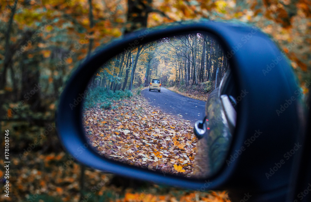 Autumn in the rearview mirror