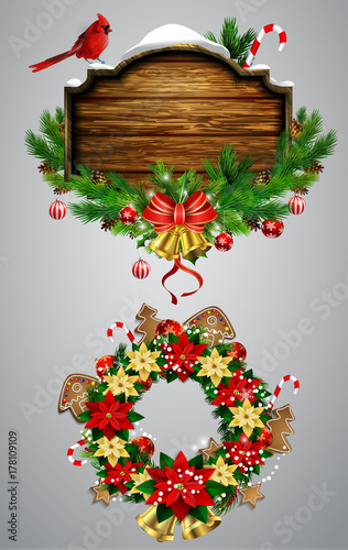 Vector wooden christmas board