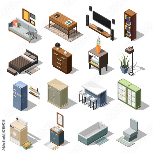 Isometric Apartment Furniture Set