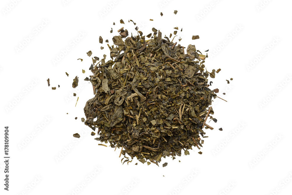 bunch of green tea on a white background bunch of green tea on a white background