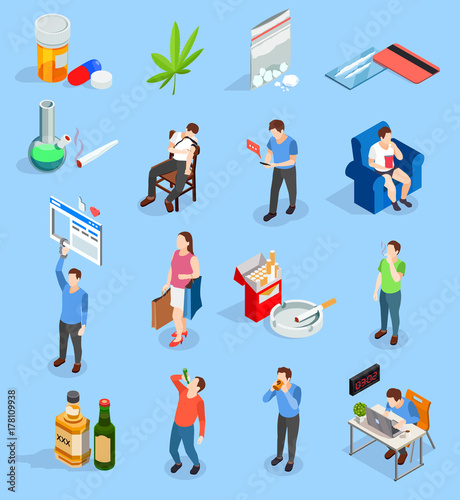 Bad Habits People Isometric Icons