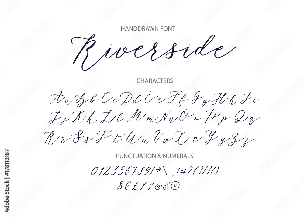 Riverside - handwritten Script font. - obrazy, fototapety, plakaty 