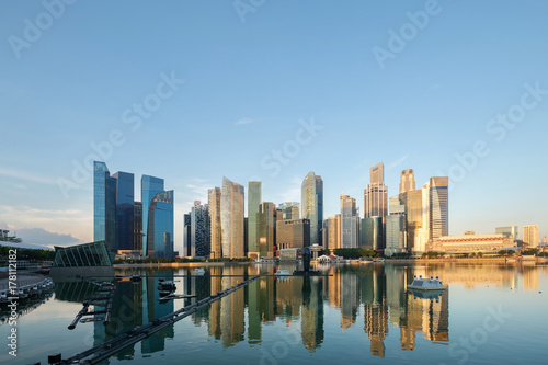 Singapore skyline business urban morning sunrise Singapore cityscape
