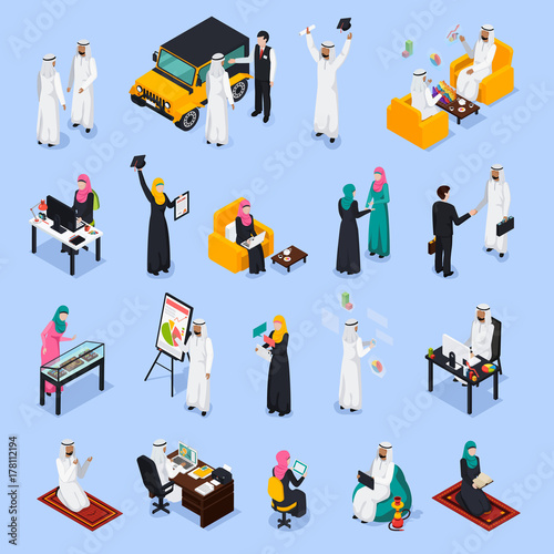Arab People Isometric Set