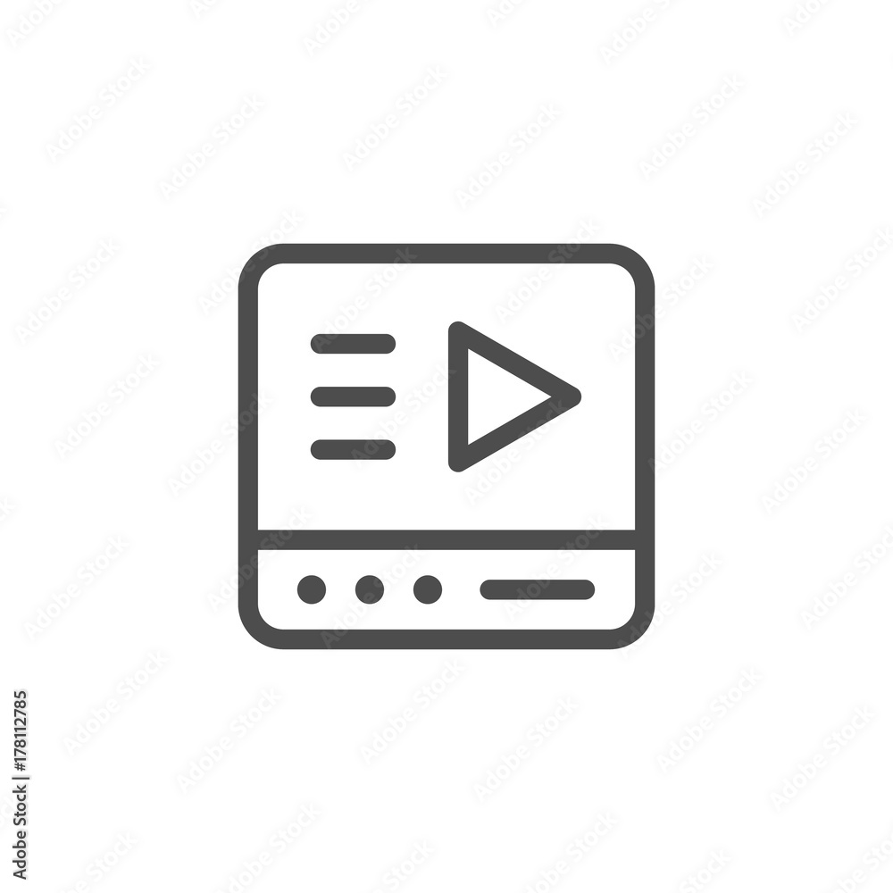 Online media player line icon Online media player line icon
