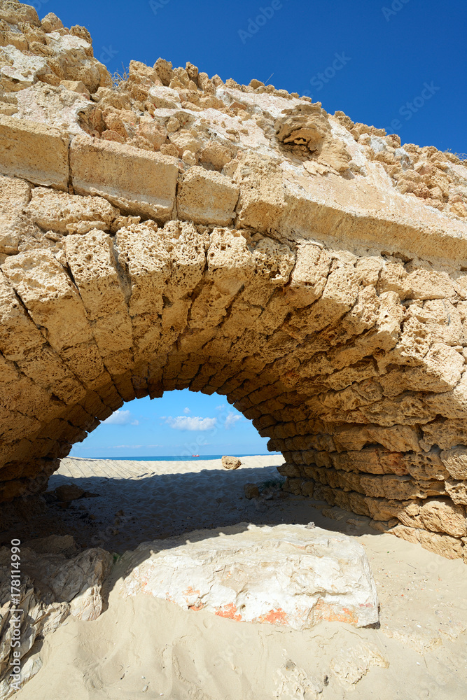 Ancient Roman aqueduct at Caesarea