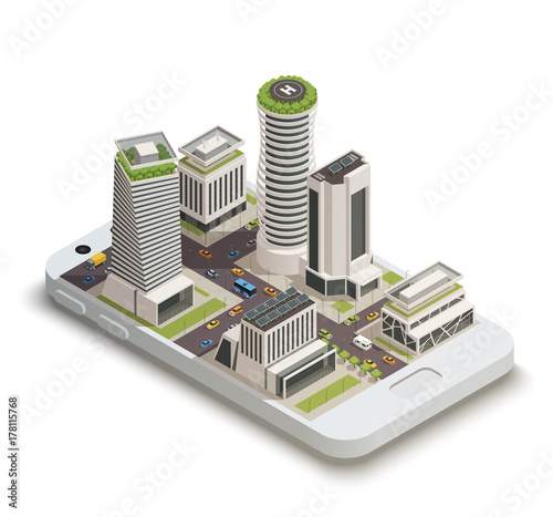 Smart City Center Isometric Composition 