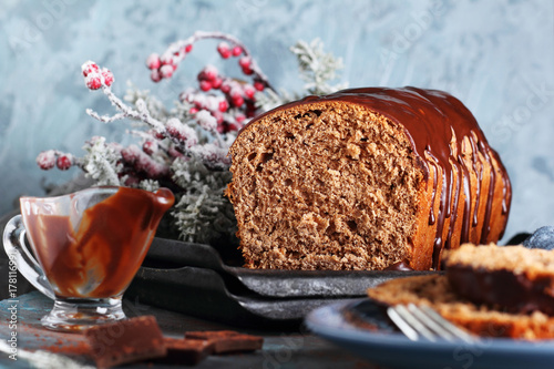 cut of homemade chocolate bread