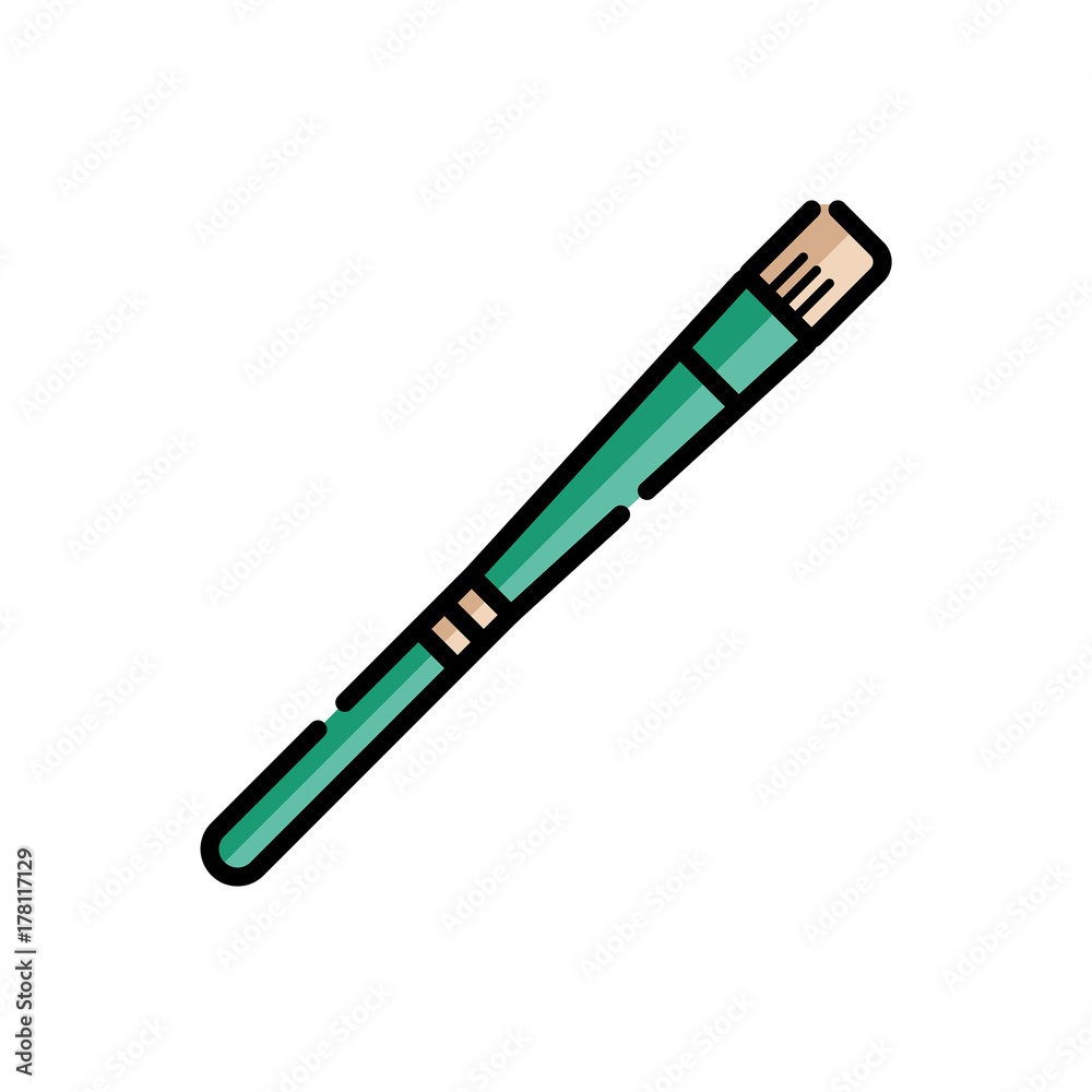 Flat paintbrush color line icon in trendy minimal style for web and graphic design projects. Flat paintbrush color line icon in trendy minimal style for web and graphic design projects.