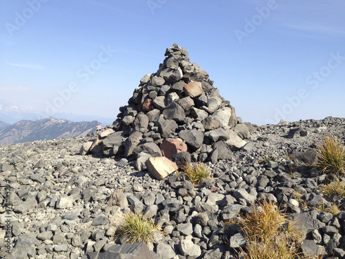 Large pile of rocks marking Pacific Crest Trail