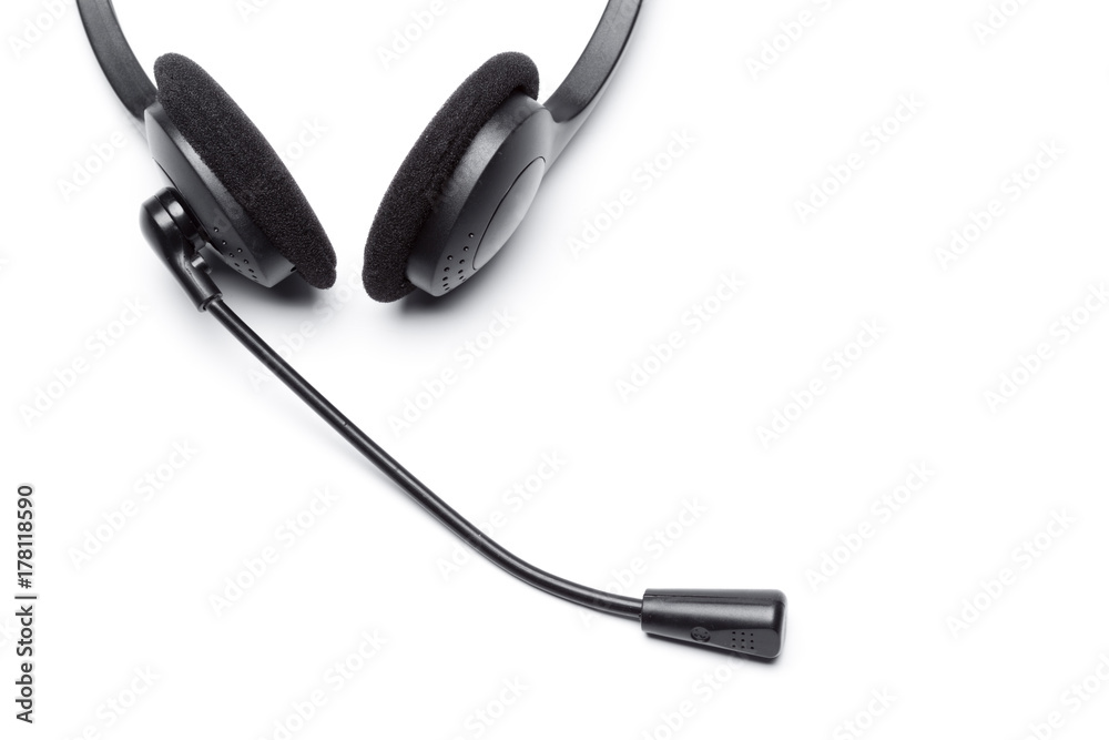 headset with microphone isolated on white headset with microphone isolated on white