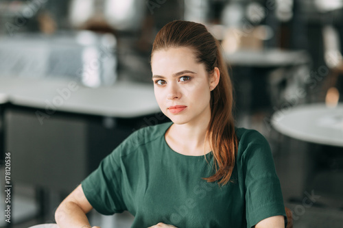 Free Download business girl with a mug of coffee. lunch break in the office - GFXLoad
