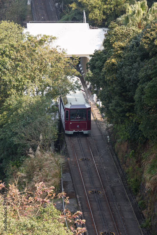 Fototapeta premium Hong Kong Tram at Victoria Peak in China