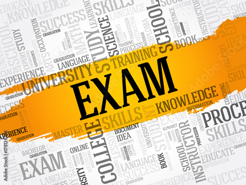 EXAM word cloud collage, education concept background