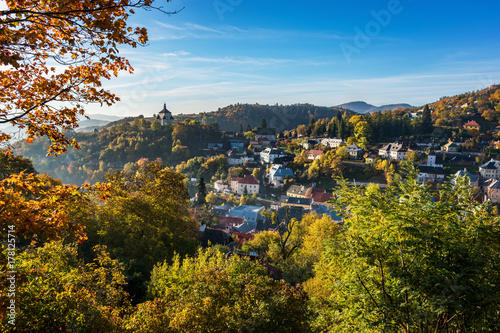 Autumn in old town with historical buildings in Banska Stiavnica, Slovakia, UNESCO photo