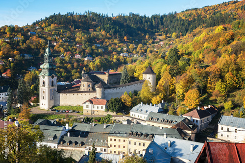 Autumn in old town with historical buildings in Banska Stiavnica, Slovakia, UNESCO photo