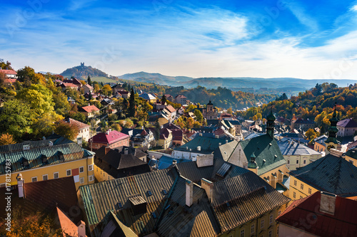 Autumn in old town with historical buildings in Banska Stiavnica, Slovakia, UNESCO photo