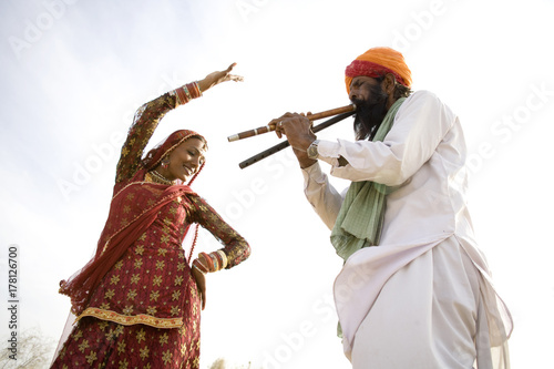 Rajasthani dancer and musician photo