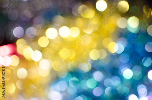 Bright colorful Christmas background, blurred bokeh holiday