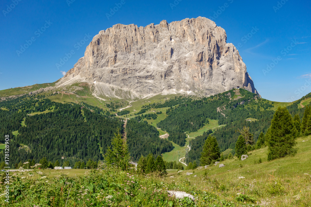 Picturesque sella rock in Dolomites, Italy