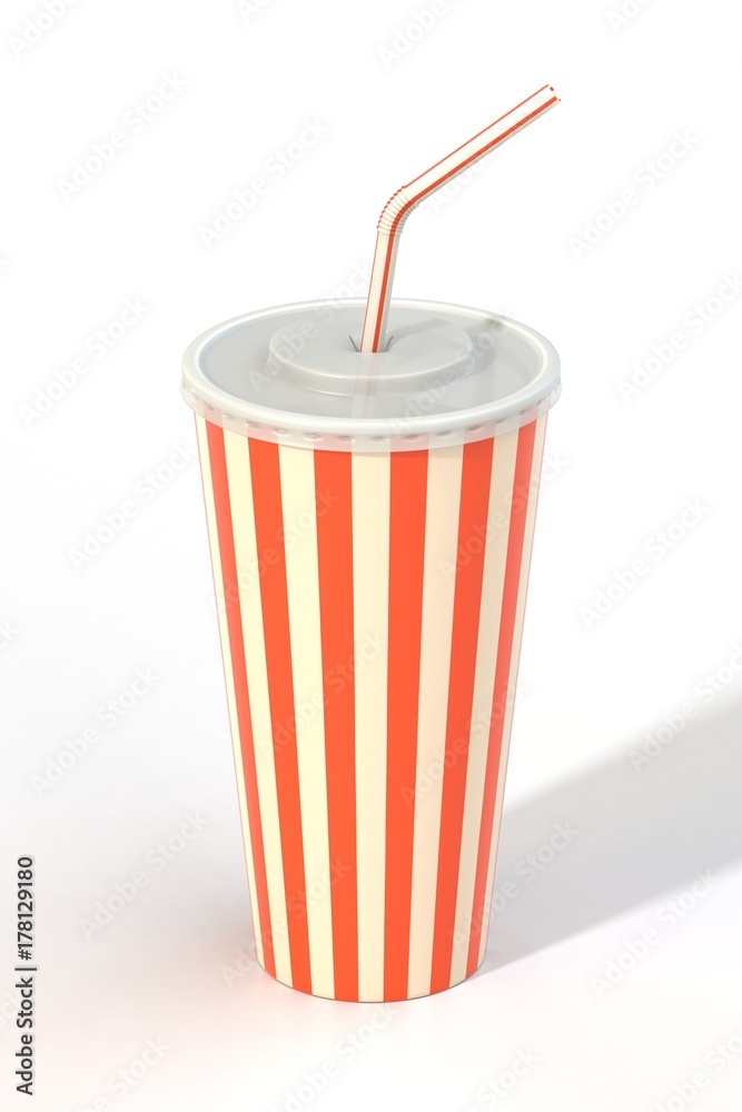 Fast food cola drink cup and drinking straw Fast food cola drink cup and drinking straw