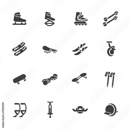 Individual sports devices as glyph icons / Devices for walking, jumping and rolling
