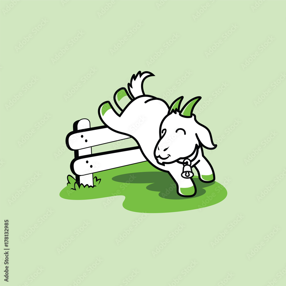 Fototapeta premium Sheep Happy Jump Mascot Cartoon Vector
