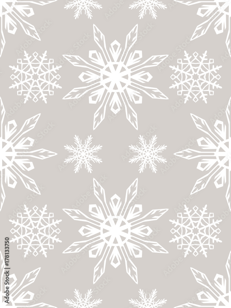 Seamless pattern of snowflakes. Christmas ornament.