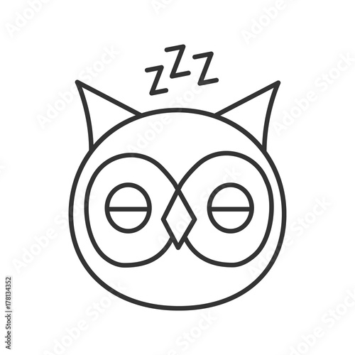 Sleeping owl linear icon