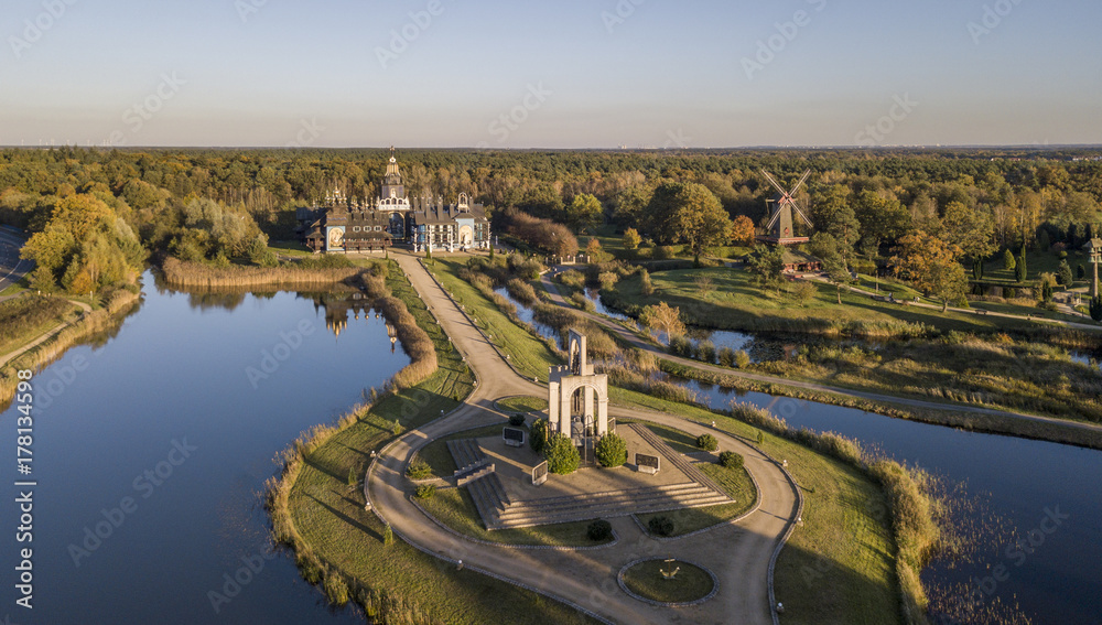 Aerial view of Bells Palace in Gifhorn, Germany