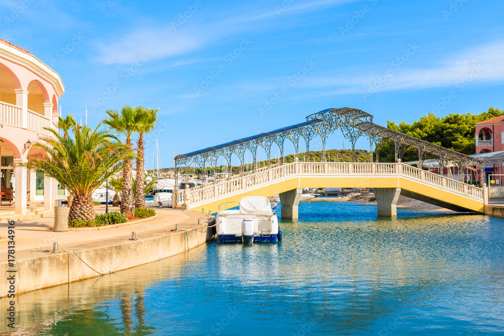 Bridge over canal in Rogoznica port, Dalmatia, Croatia