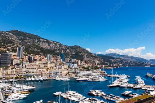 Wallpaper Mural View of Monaco City and Fontvieille with boat marina in Monaco. Torontodigital.ca