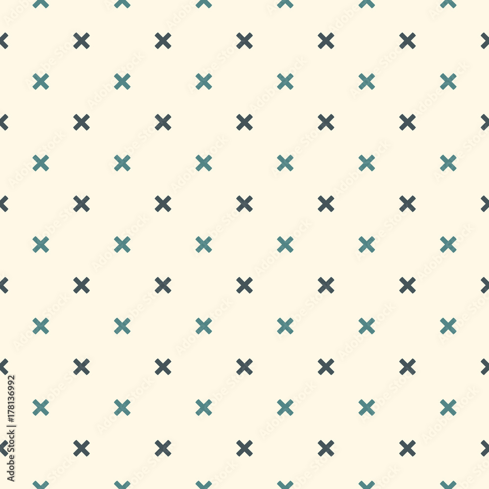 Minimalist abstract background. Simple modern print with mini crosses. Seamless pattern with geometric figures.