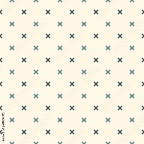 Minimalist abstract background. Simple modern print with mini crosses. Seamless pattern with geometric figures.