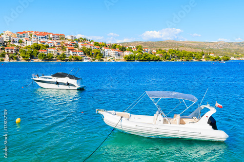 Boats on sea in Rogoznica town, Dalmatia, Croatia